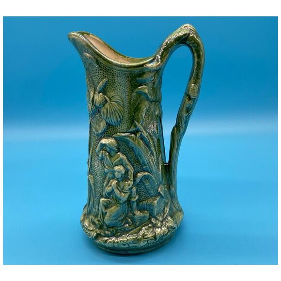 Vintage Greenware Parian Pitcher Paul & Virginia Signed 1978 Keith Taylor - Picture 1 of 9